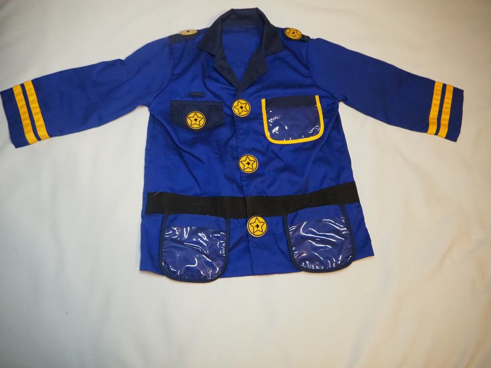 Kids Police Officer Dress Up Jacket Blue Costume Pretend Play Halloween Uniform